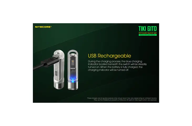 Nitecore TIKI GITD OSRAM P8 LED Rechargeable Keychain Flashlight — 2 models - view 7